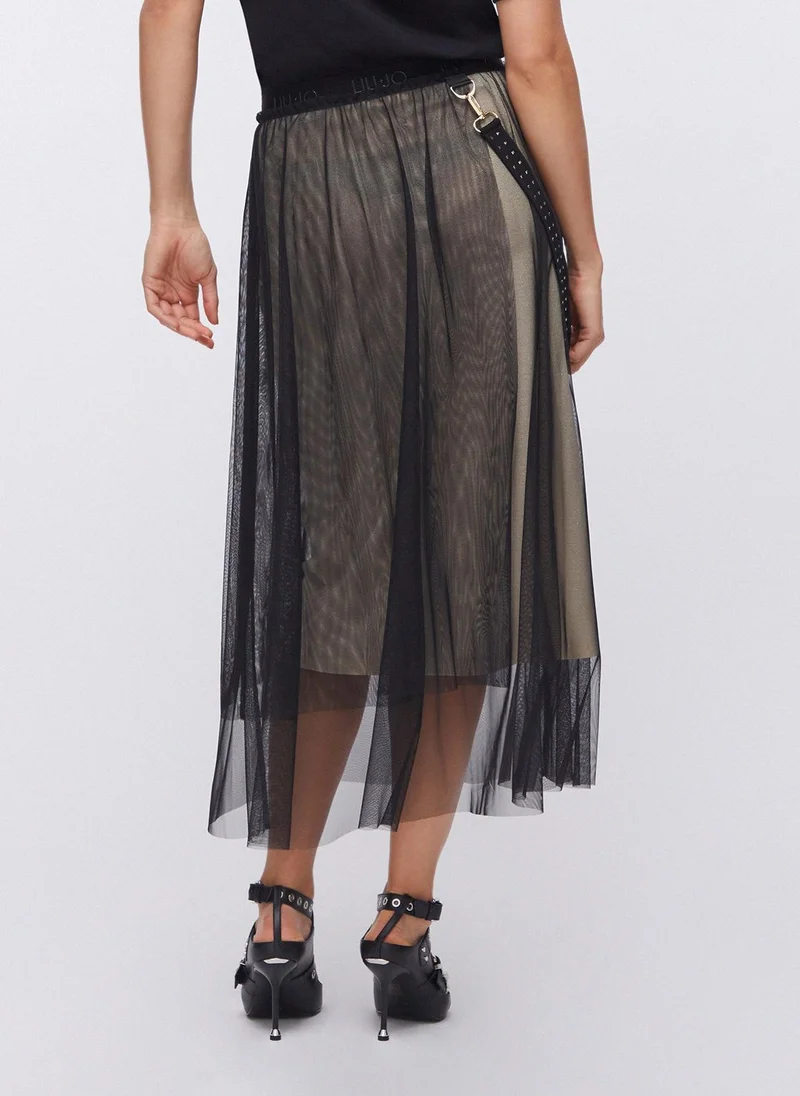 ليو جو Longline tulle skirt